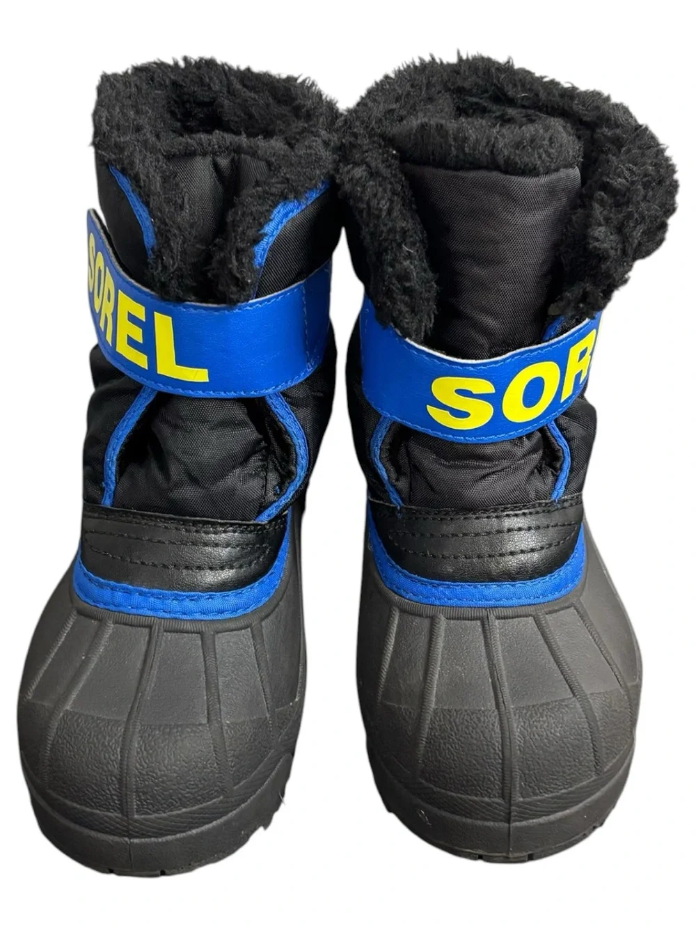 Sorel Kids Black and Blue Snow Boots lined toddler size US 11 EU 28.